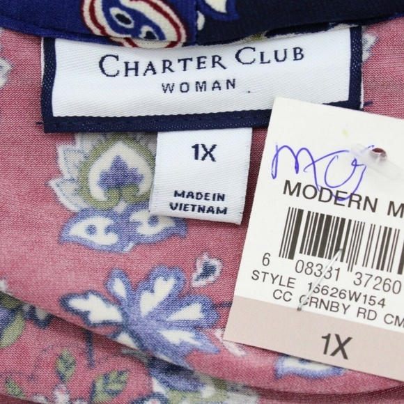 Charter Club Red Print Long Sleeve Size 1X - Picture 3 of 4